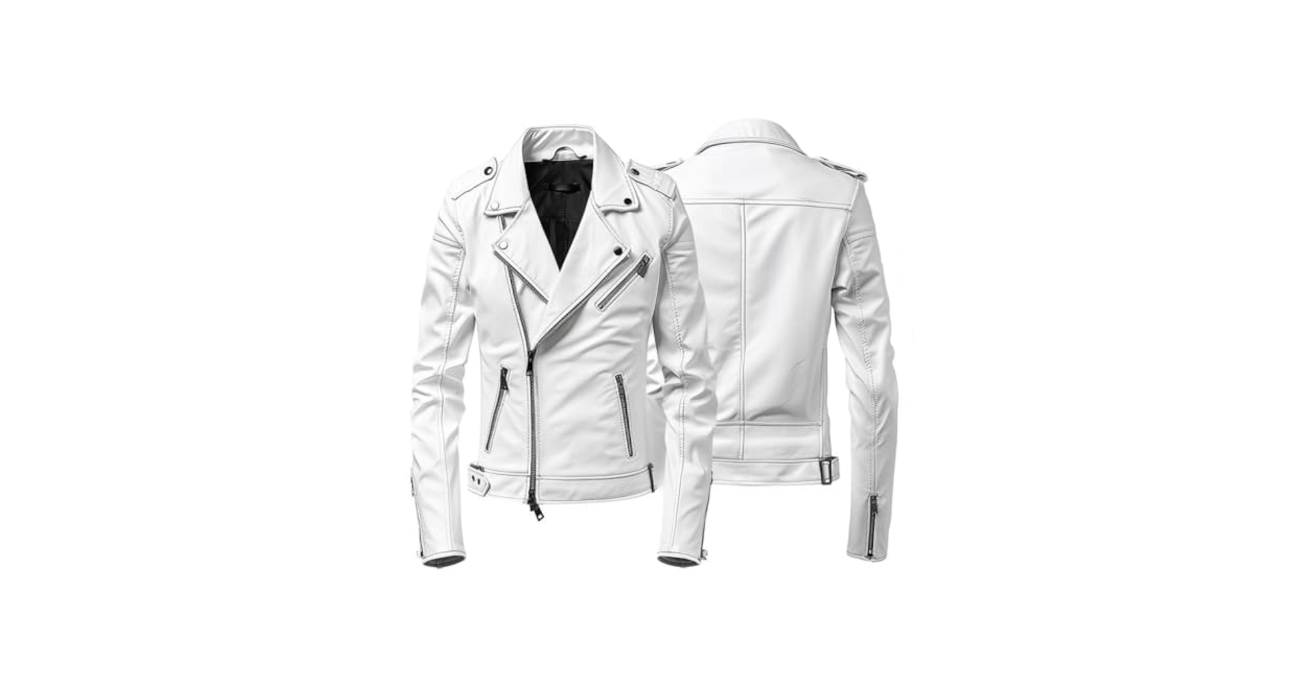 ジャケット・アウター White Single Leather Jacket White Waxed Vintage Biker Real Leather Jacket (XSmall) at
